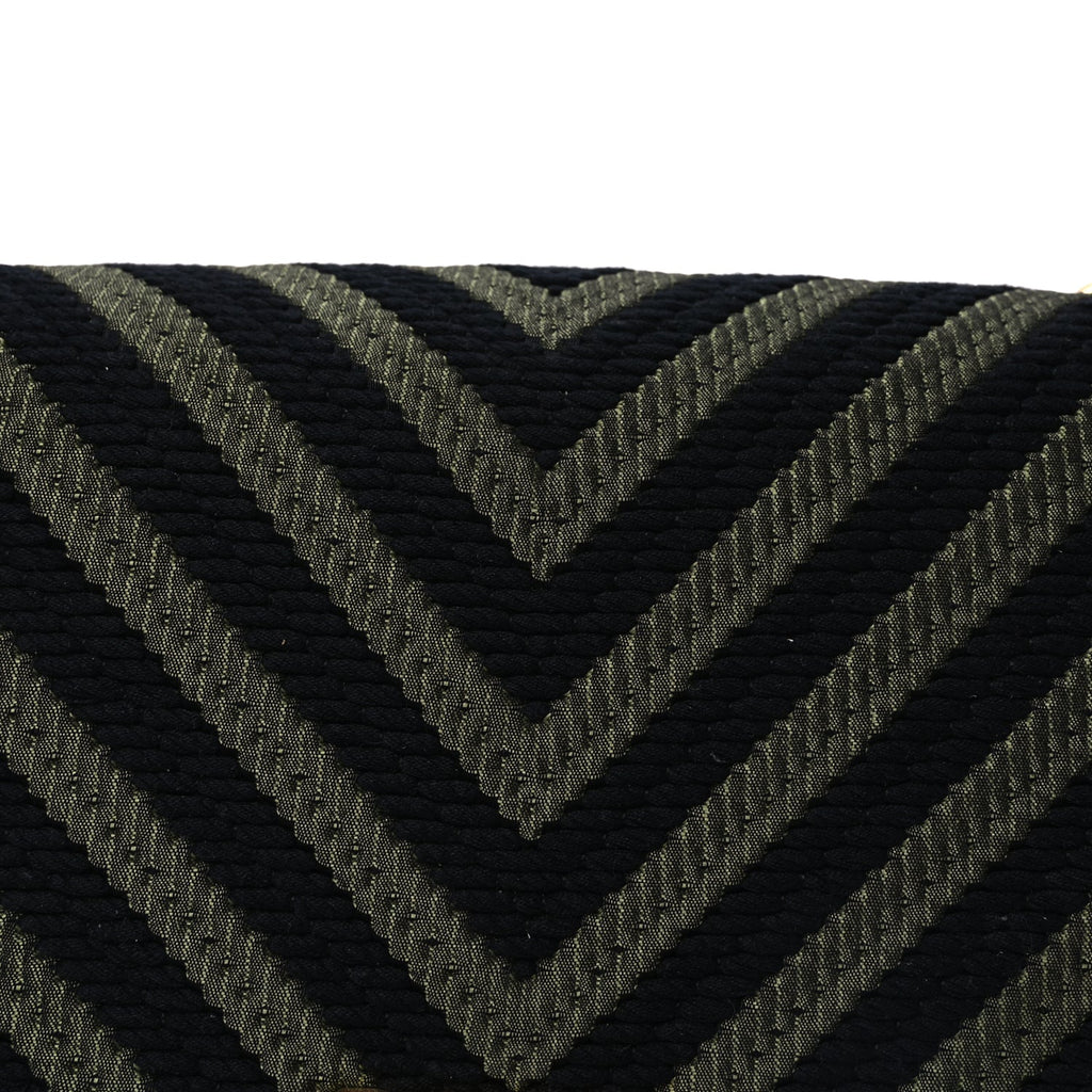 Chanel Fabric Chevron Braided Medium Boy Flap Black Dark Green