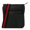 Gucci GG Supreme Monogram Appia Calfskin Web Large Messenger Bag Black Grey