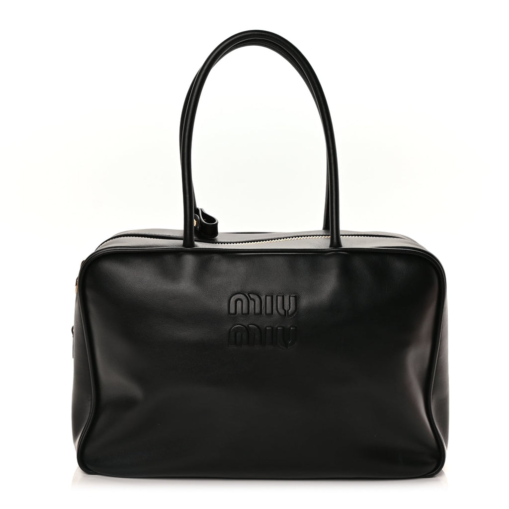 Miu Miu Soft Calf Softy Large Beau Top Handle Bag Black