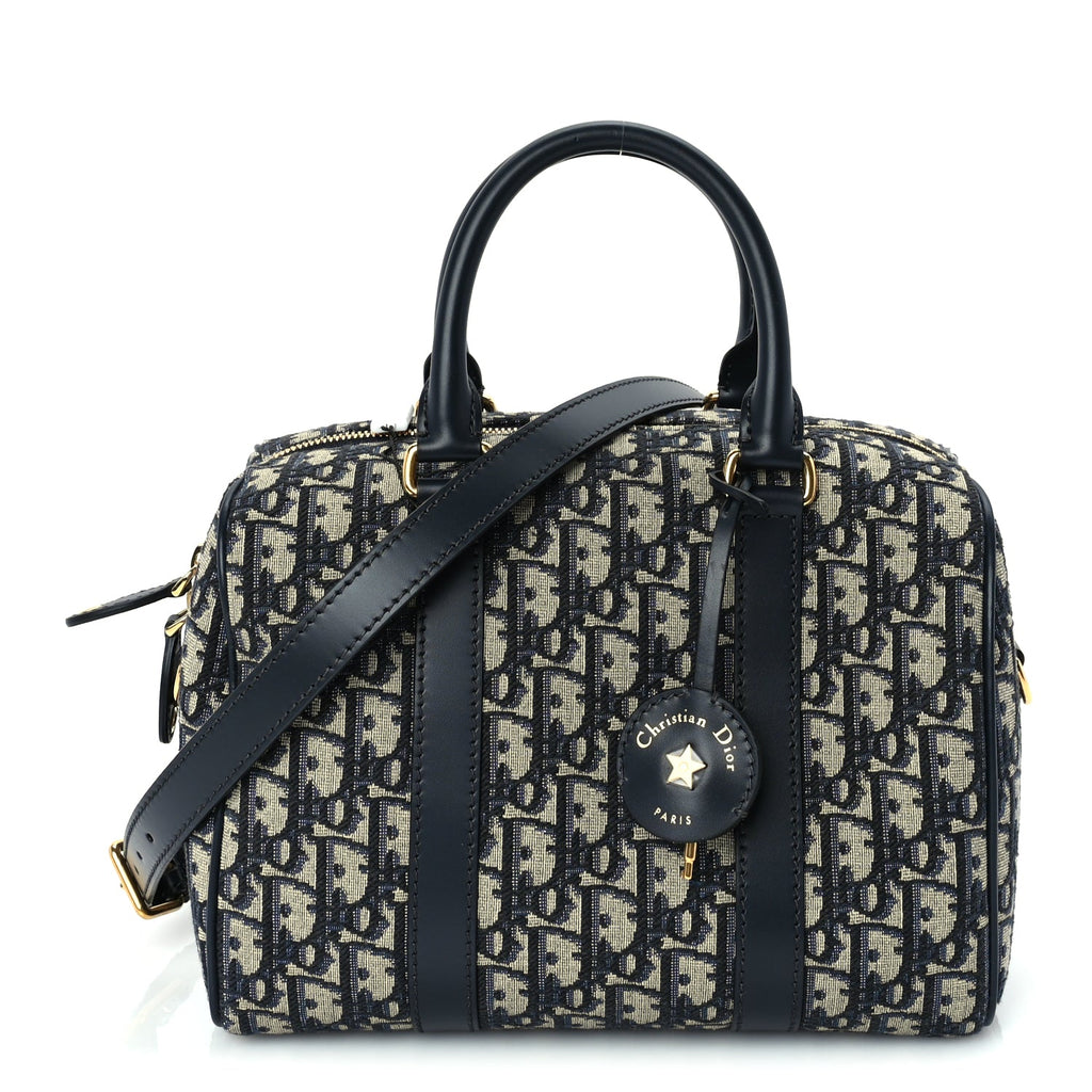 Christian Dior Oblique Calfskin Groove 25 Bag Blue
