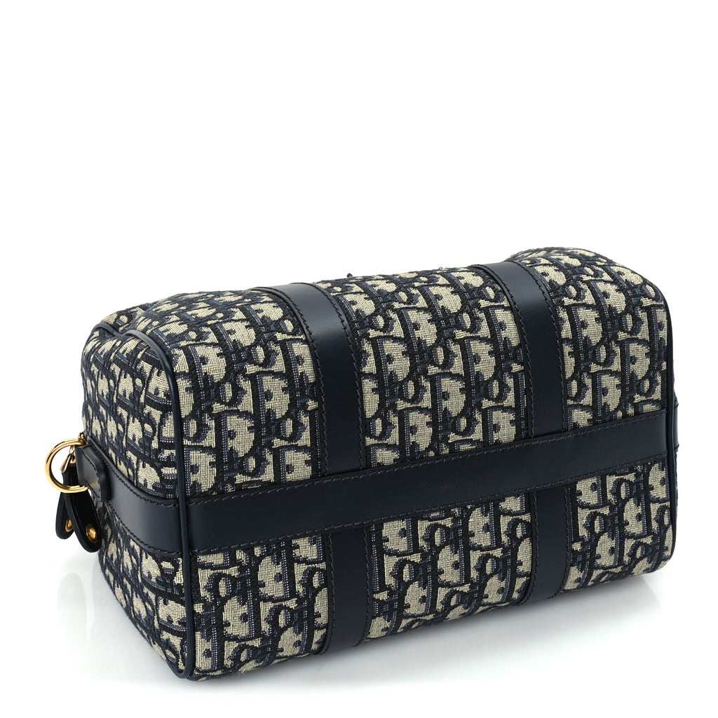 Christian Dior Oblique Calfskin Groove 25 Bag Blue