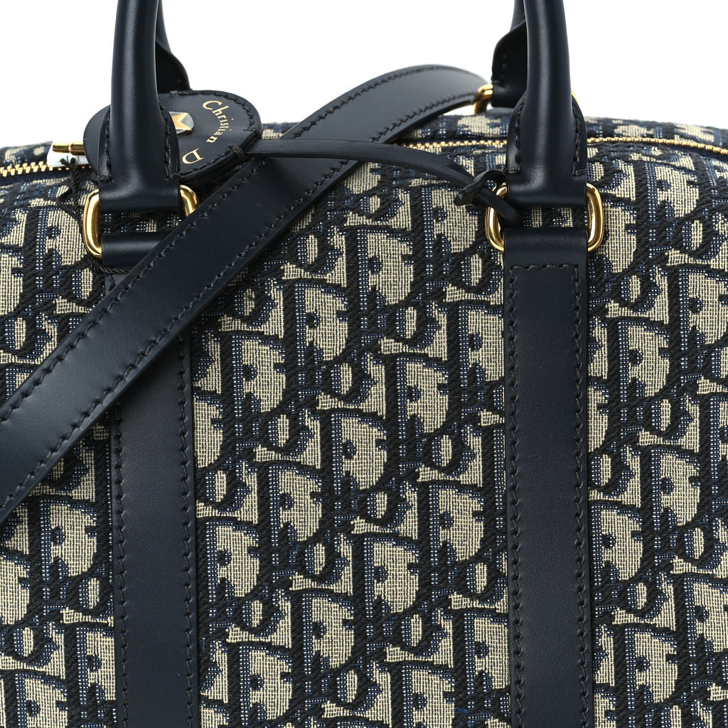 Christian Dior Oblique Calfskin Groove 25 Bag Blue