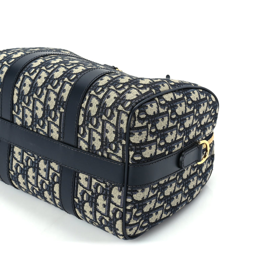 Christian Dior Oblique Calfskin Groove 25 Bag Blue