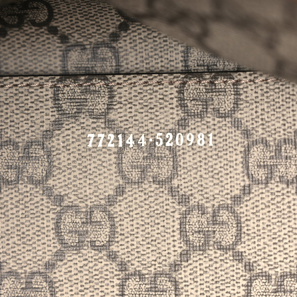 Gucci Canvas Calfskin Logo Print Medium Tote Bag Brown