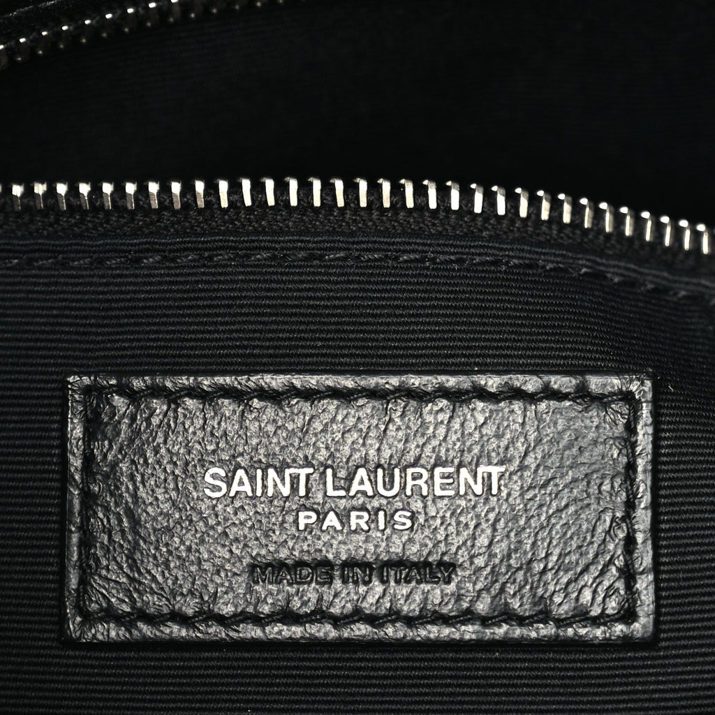 Saint Laurent Lambskin Quilted Medium Loulou Puffer Monogram Chain Satchel Black