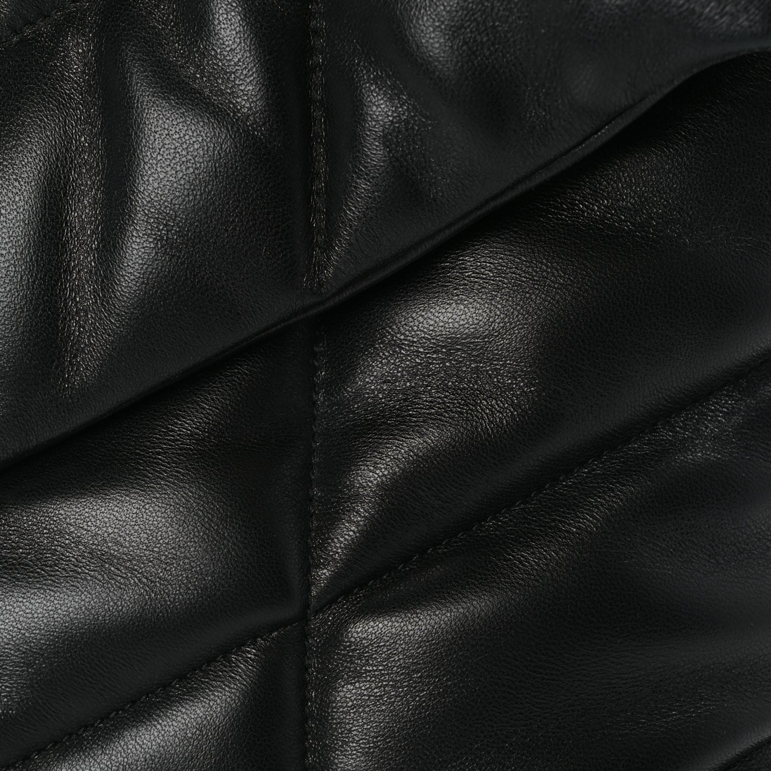 Saint Laurent Lambskin Quilted Medium Loulou Puffer Monogram Chain Satchel Black