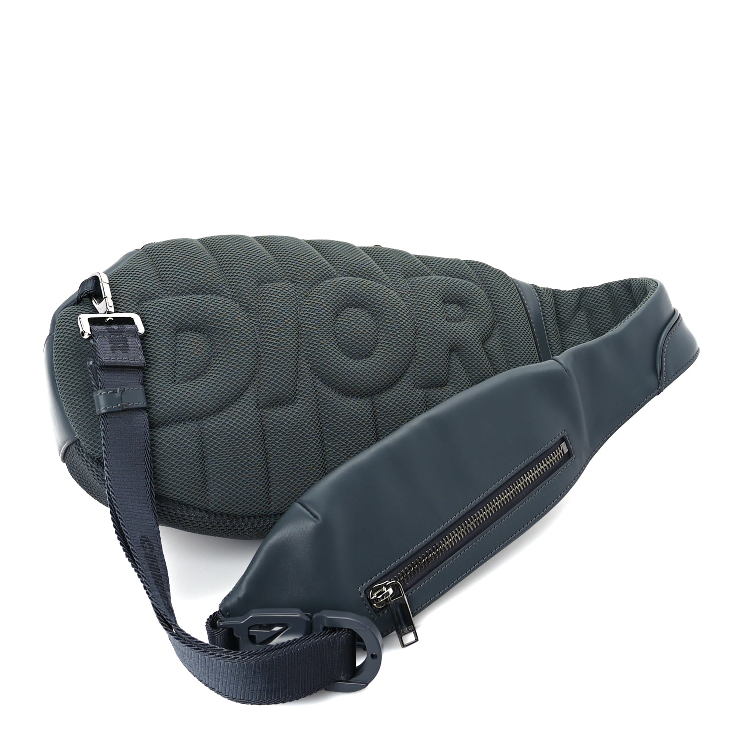Christian Dior Calfskin Nylon Scarab Sling Bag  Grey