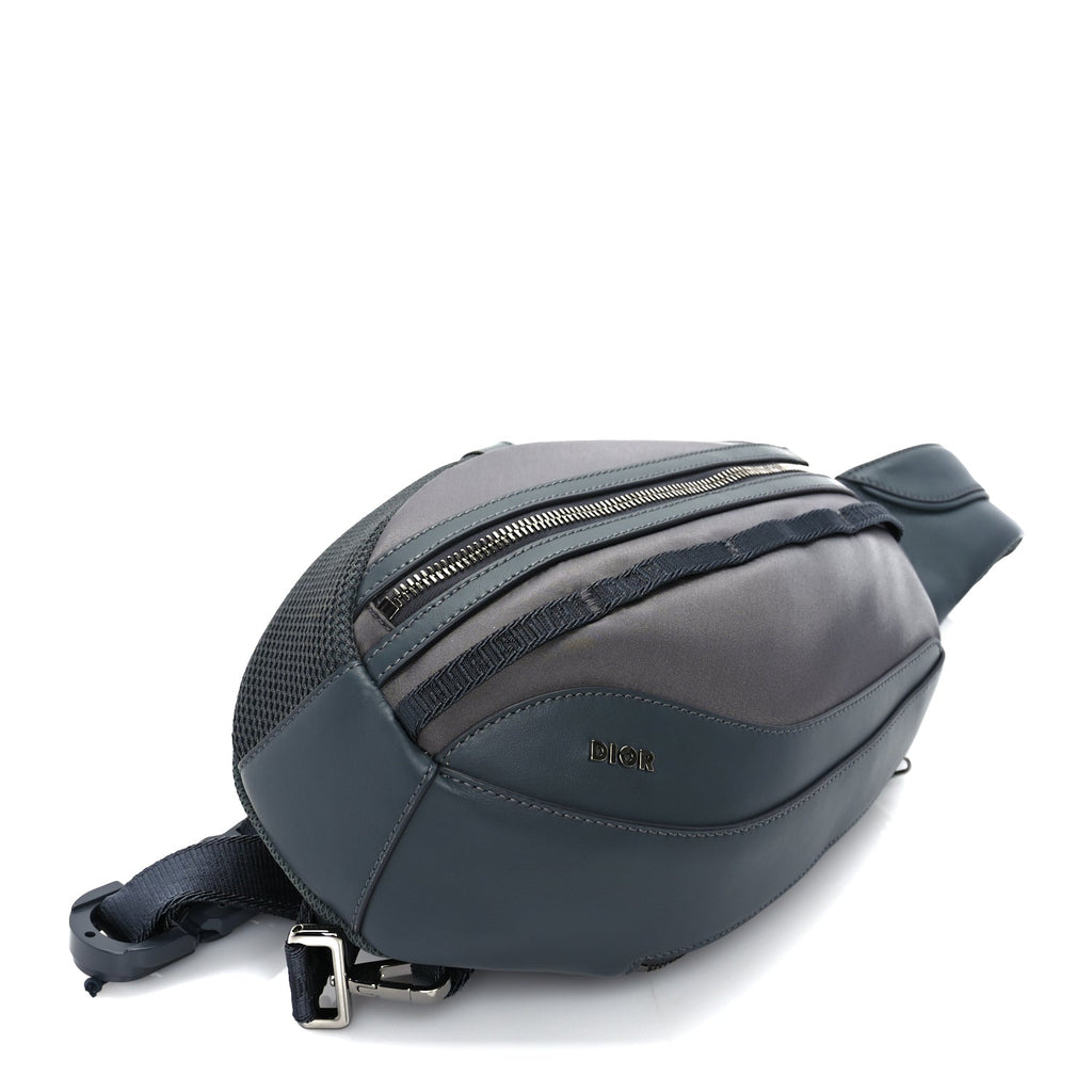 Christian Dior Calfskin Nylon Scarab Sling Bag  Grey