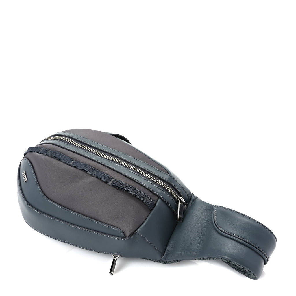 Christian Dior Calfskin Nylon Scarab Sling Bag  Grey