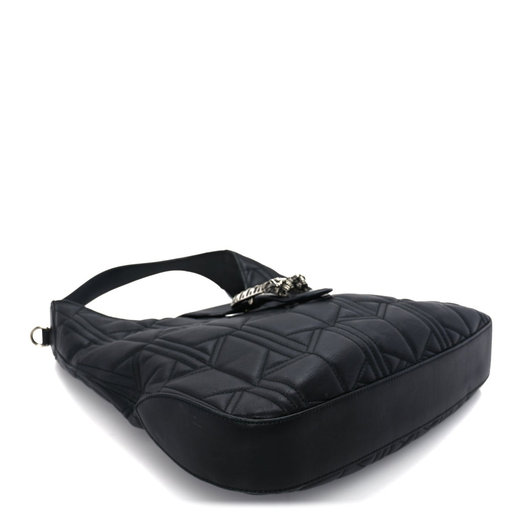 Gucci Calfskin Web Quilted Medium Dionysus Hobo Black