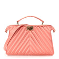 Fendi Raso Satin Trapunatato Medium Peekaboo I SEE U East West Satchel Rosa Quarzo Oro