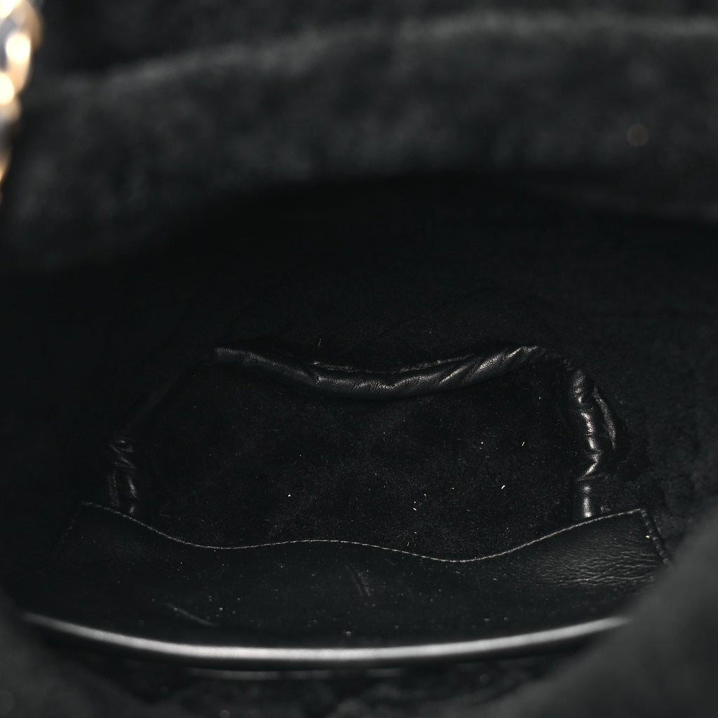 Chanel Lambskin Shearling Quilted CC Backpack Black