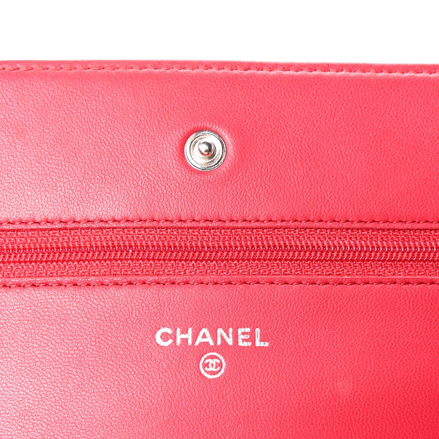 Chanel Lambskin Quilted Wallet On Chain WOC  Dark Pink
