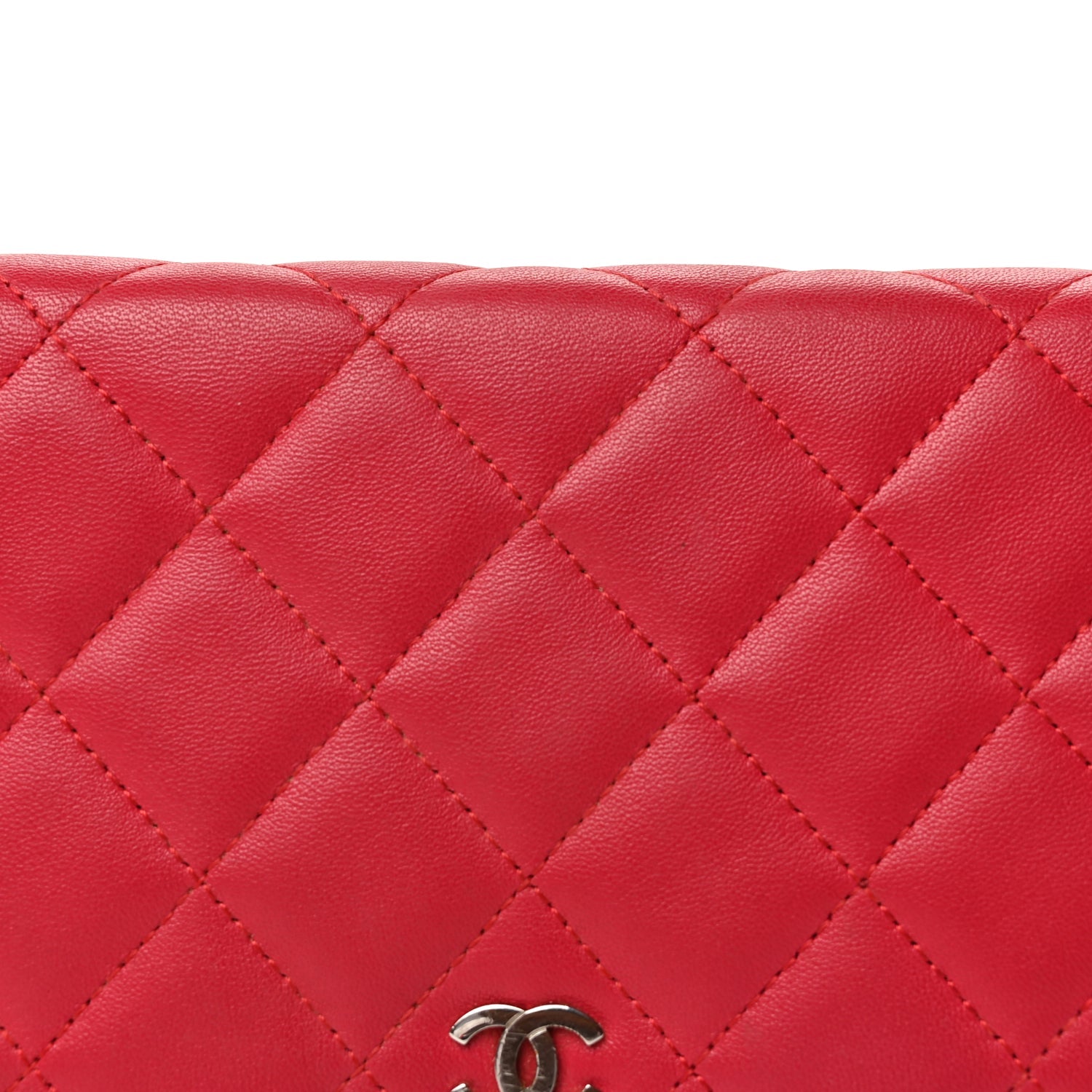 Chanel Lambskin Quilted Wallet On Chain WOC  Dark Pink