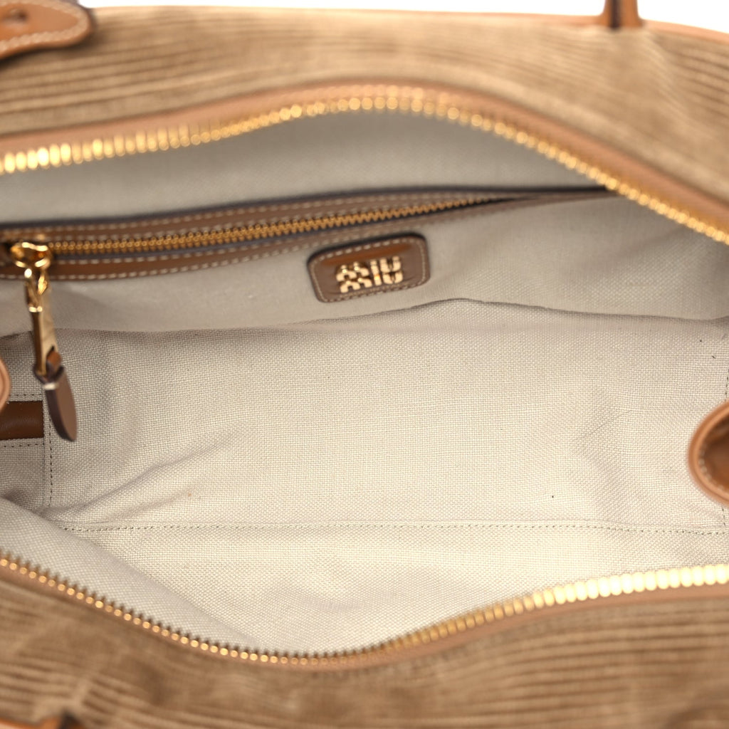 Miu Miu Corduroy Large Beau Top Handle Bag Cinnamon