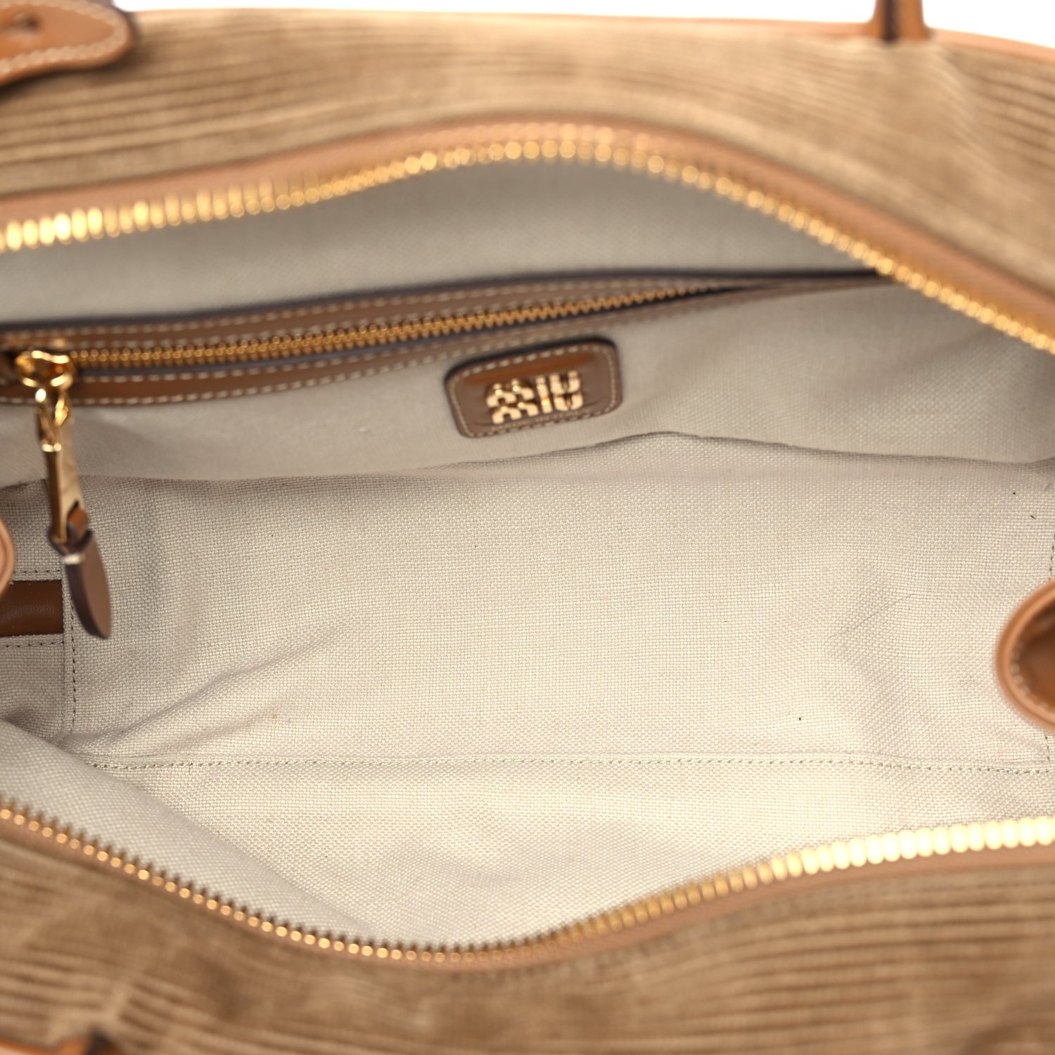 Miu Miu Corduroy Large Beau Top Handle Bag Cinnamon