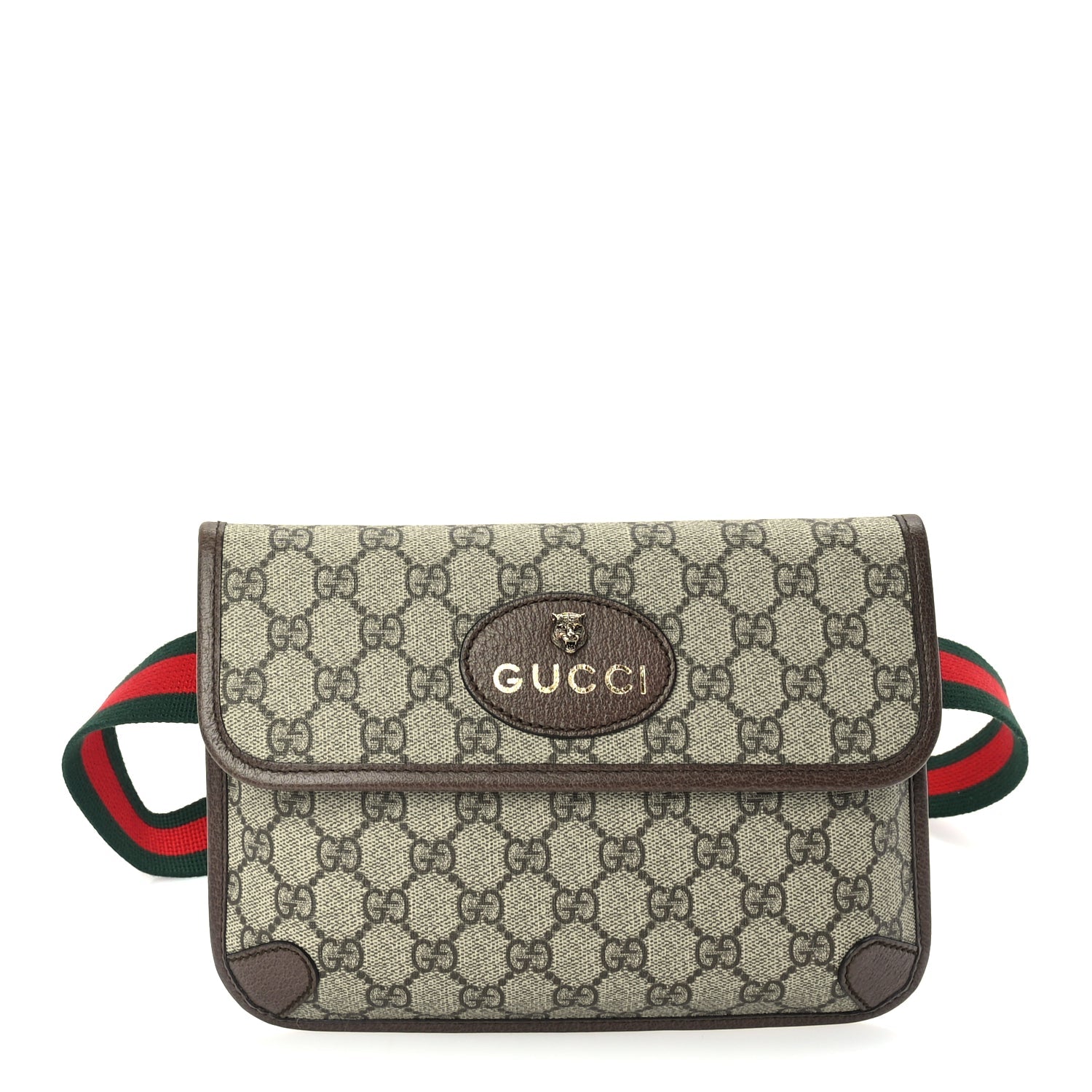 Gucci GG Supreme Monogram Neo Vintage Web Belt Bag Brown