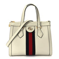 Gucci Textured Calfskin Web Small Ophidia Tote Bag Mystic White