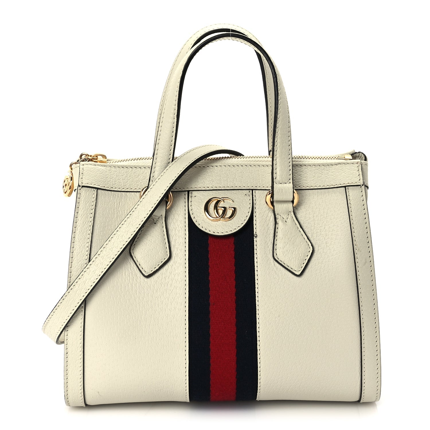 Gucci Textured Calfskin Web Small Ophidia Tote Bag Mystic White
