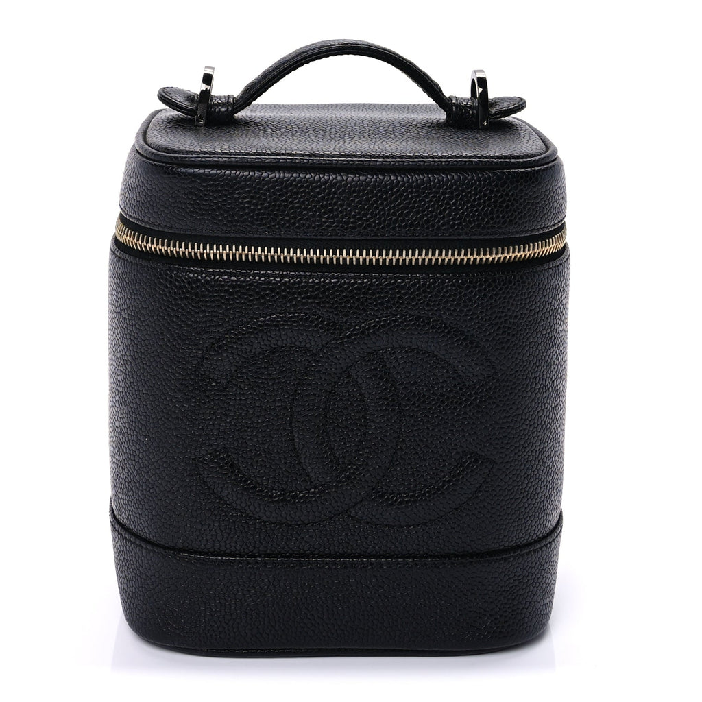 Chanel Caviar Vanity Cosmetic Case Black