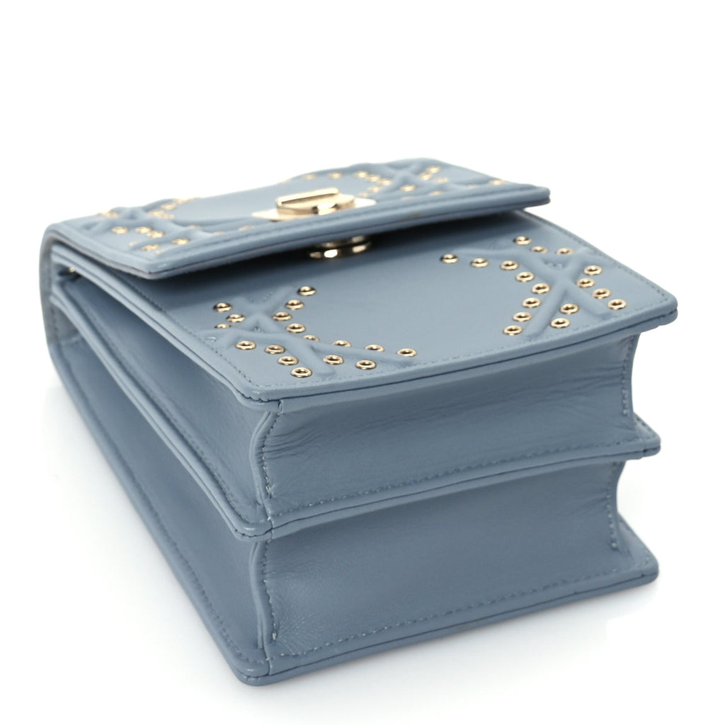 Christian Dior Lambskin Grommet Vertical Diorama Sky Blue