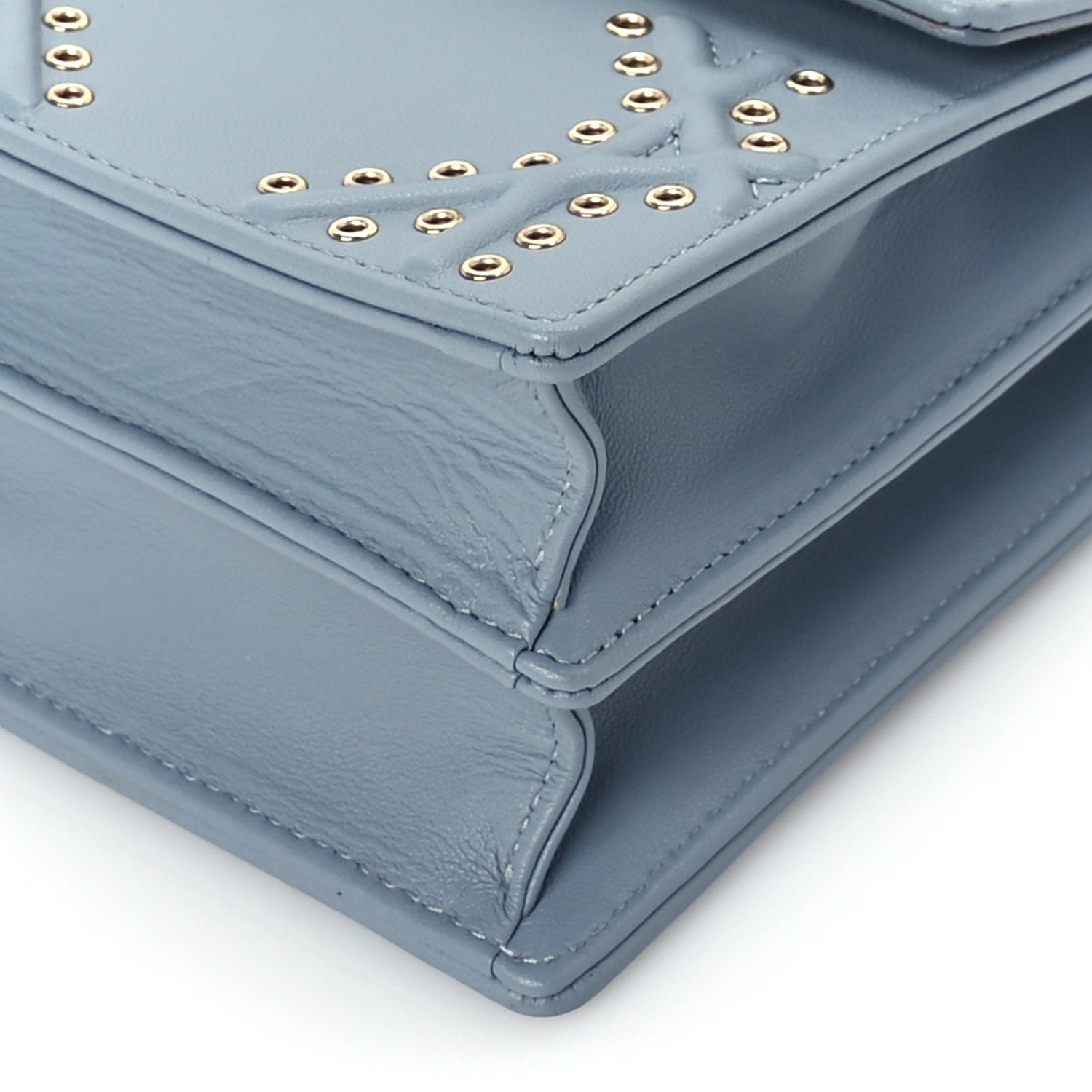 Christian Dior Lambskin Grommet Vertical Diorama Sky Blue