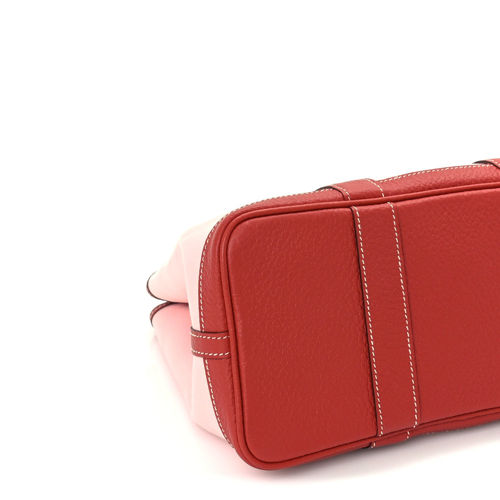 Hermes Toile Militaire Vache Country Garden Party Tote 30  Rose Sakura Rouge Duchesse