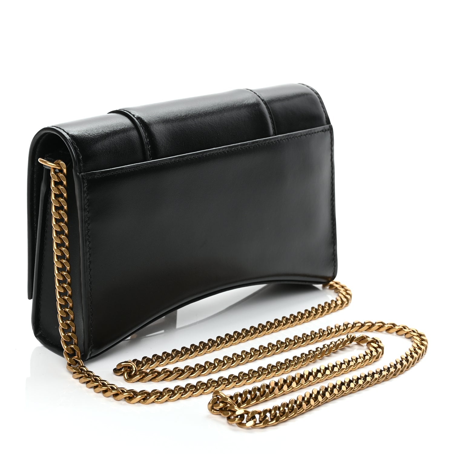 Balenciaga Shiny Box Calfskin Hourglass Chain Bag Black