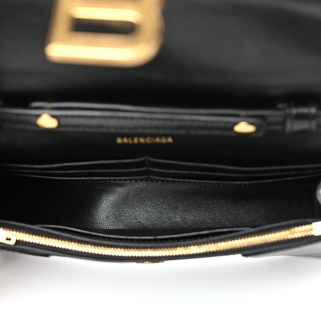 Balenciaga Shiny Box Calfskin Hourglass Chain Bag Black