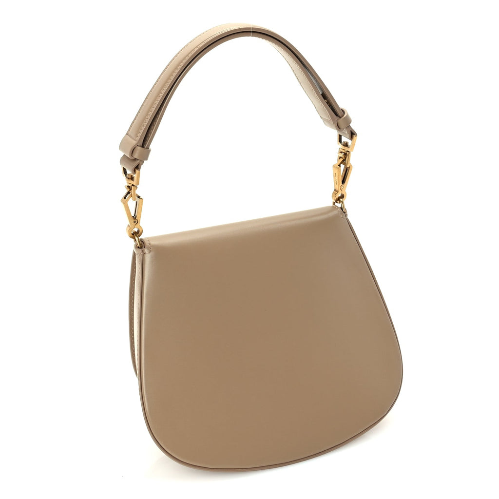 Saint Laurent Box Calfskin Mini Voltaire Top Handle Bag  Dark Cork