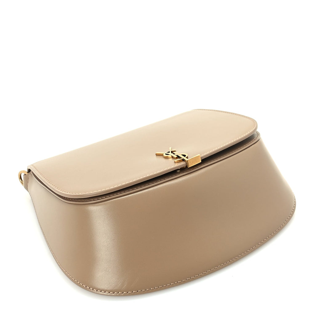 Saint Laurent Box Calfskin Mini Voltaire Top Handle Bag  Dark Cork
