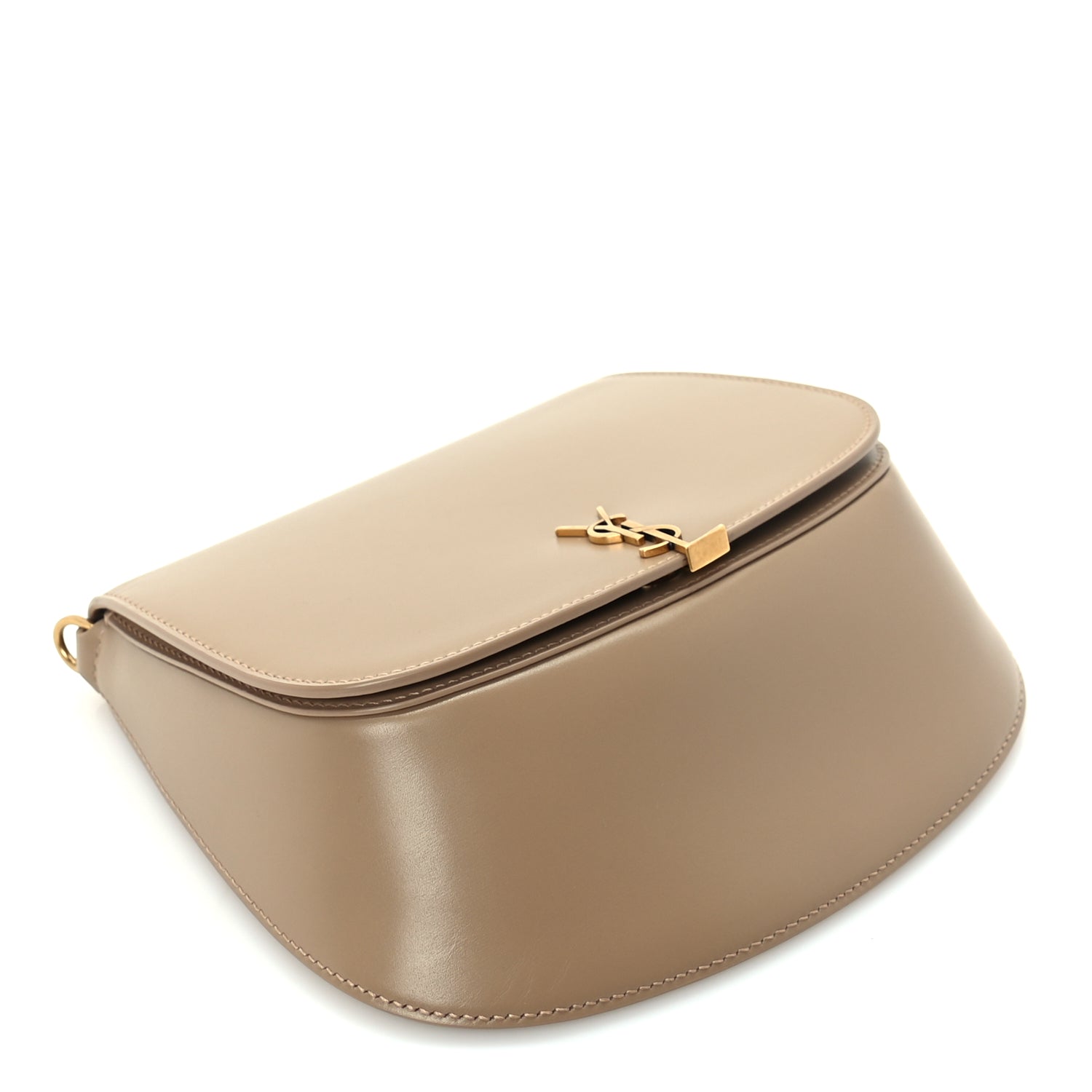 Saint Laurent Box Calfskin Mini Voltaire Top Handle Bag  Dark Cork