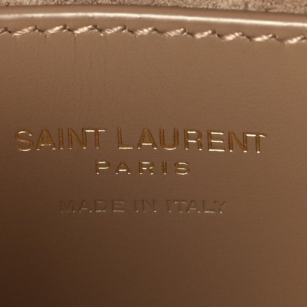 Saint Laurent Box Calfskin Mini Voltaire Top Handle Bag  Dark Cork