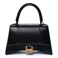 Balenciaga Shiny Box Calfskin Small Hourglass Top Handle Bag  Black