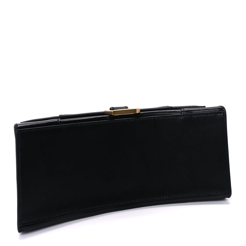 Balenciaga Shiny Box Calfskin Small Hourglass Top Handle Bag  Black