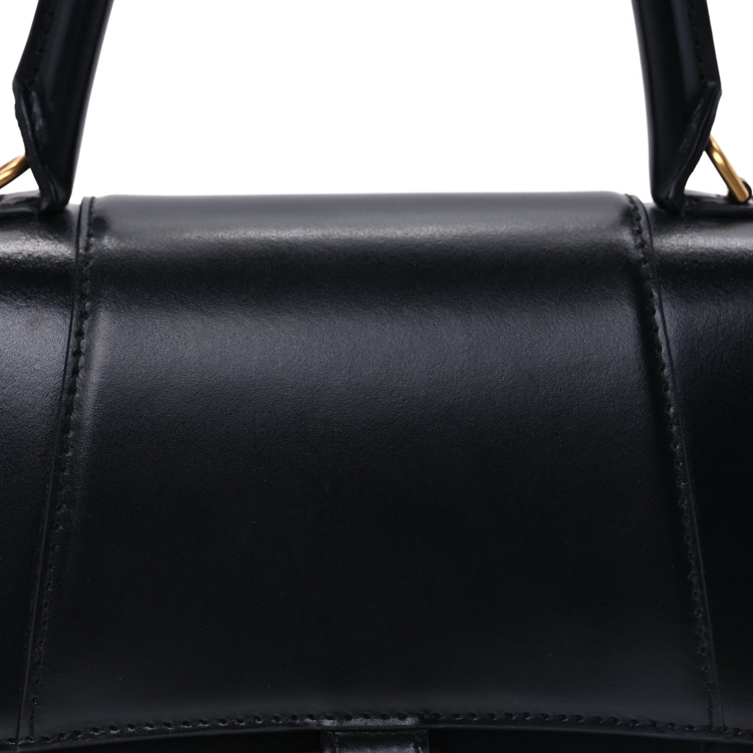 Balenciaga Shiny Box Calfskin Small Hourglass Top Handle Bag  Black