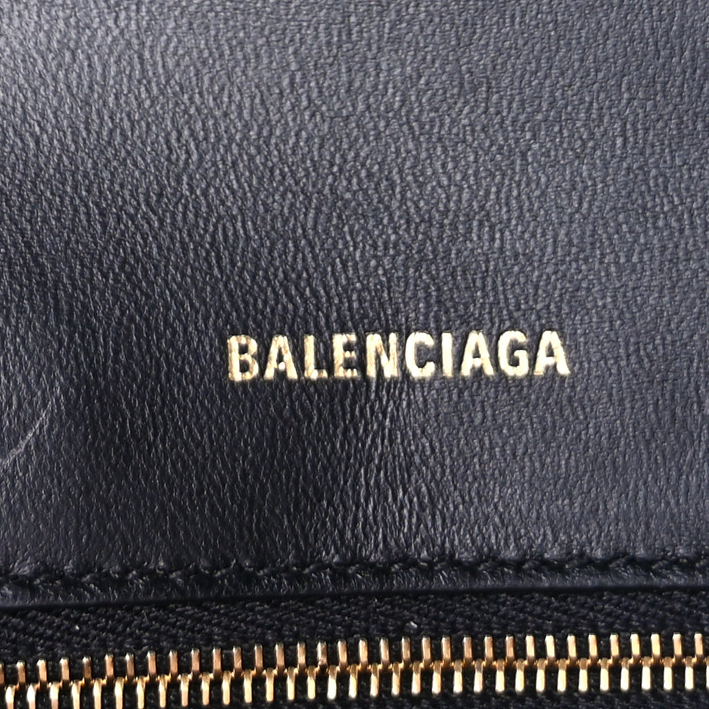 Balenciaga Shiny Box Calfskin Small Hourglass Top Handle Bag  Black