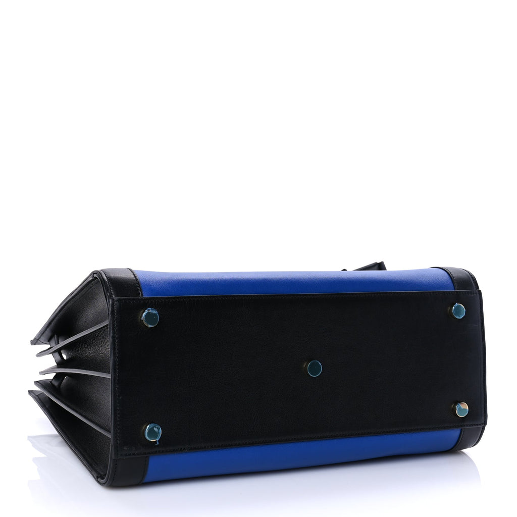 Saint Laurent Calfskin Bi-Color Small Sac De Jour  Royal Blue Black