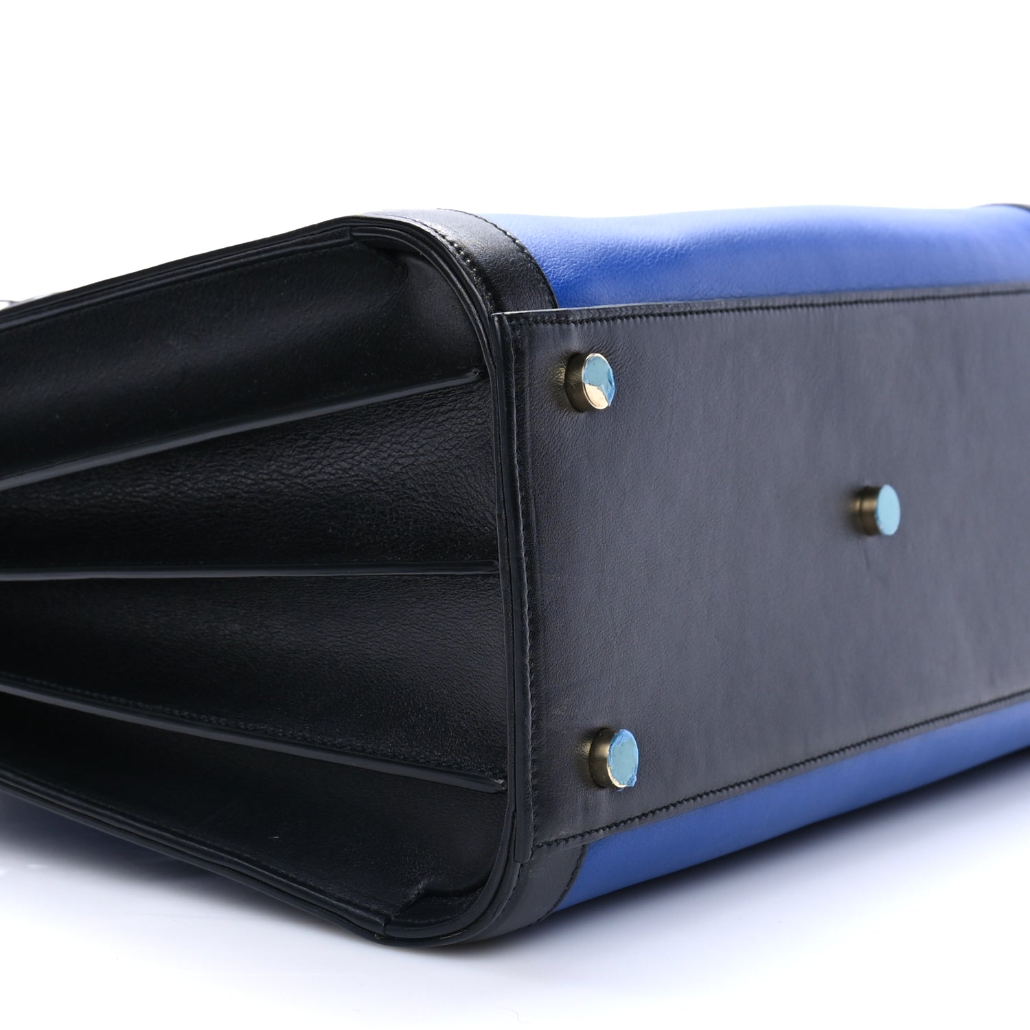 Saint Laurent Calfskin Bi-Color Small Sac De Jour  Royal Blue Black