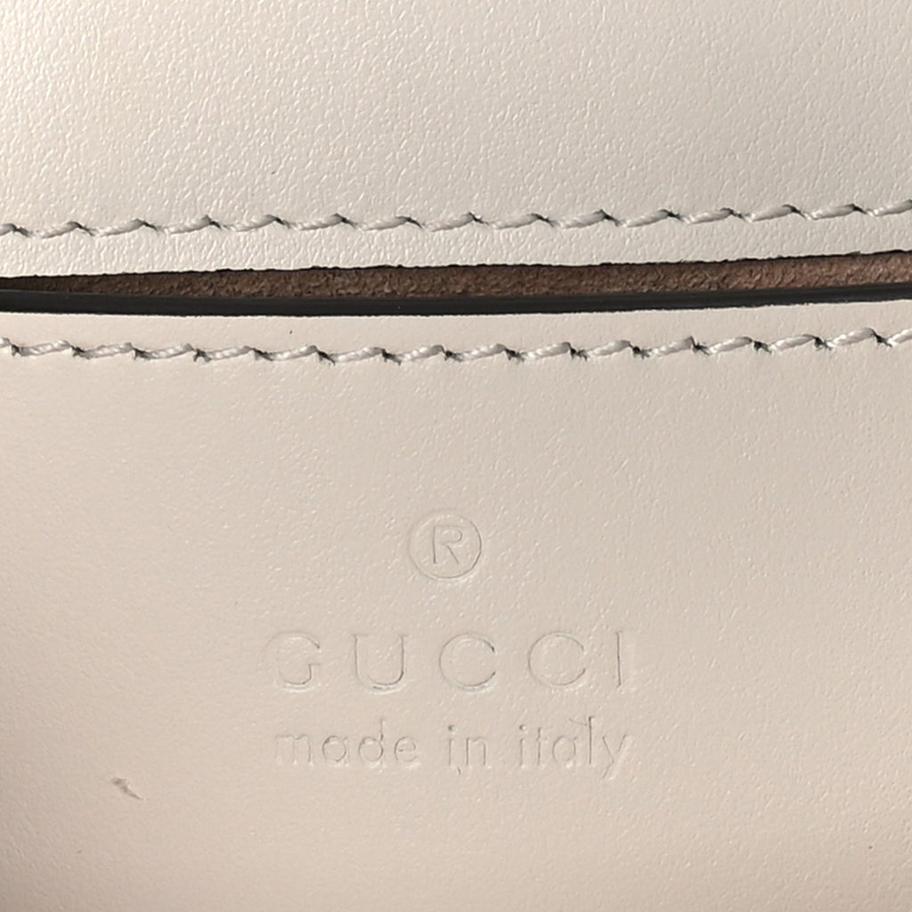 Gucci Calfskin Matelasse Mini GG Marmont Top Handle Shoulder Bag  White