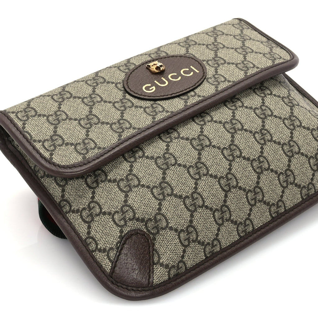 Gucci GG Supreme Monogram Neo Vintage Web Belt Bag  Brown