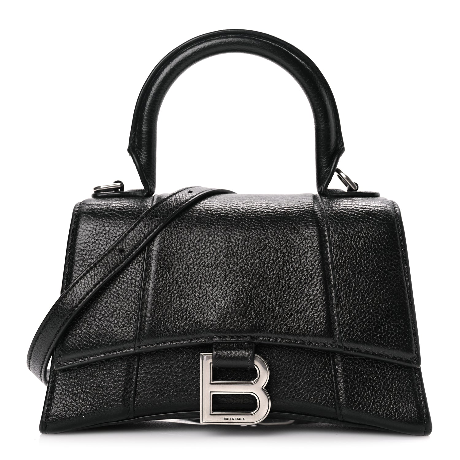 Balenciaga Grained Calfskin Hourglass Top Handle Bag XS Black