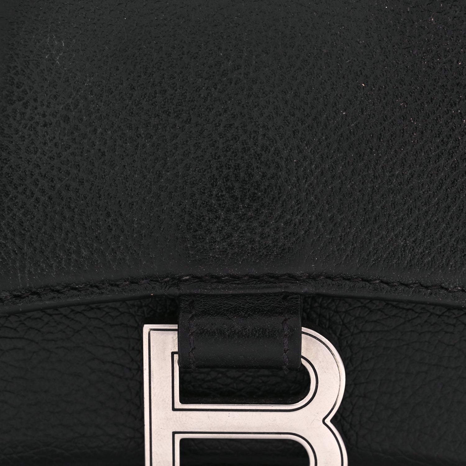 Balenciaga Grained Calfskin Hourglass Top Handle Bag XS Black