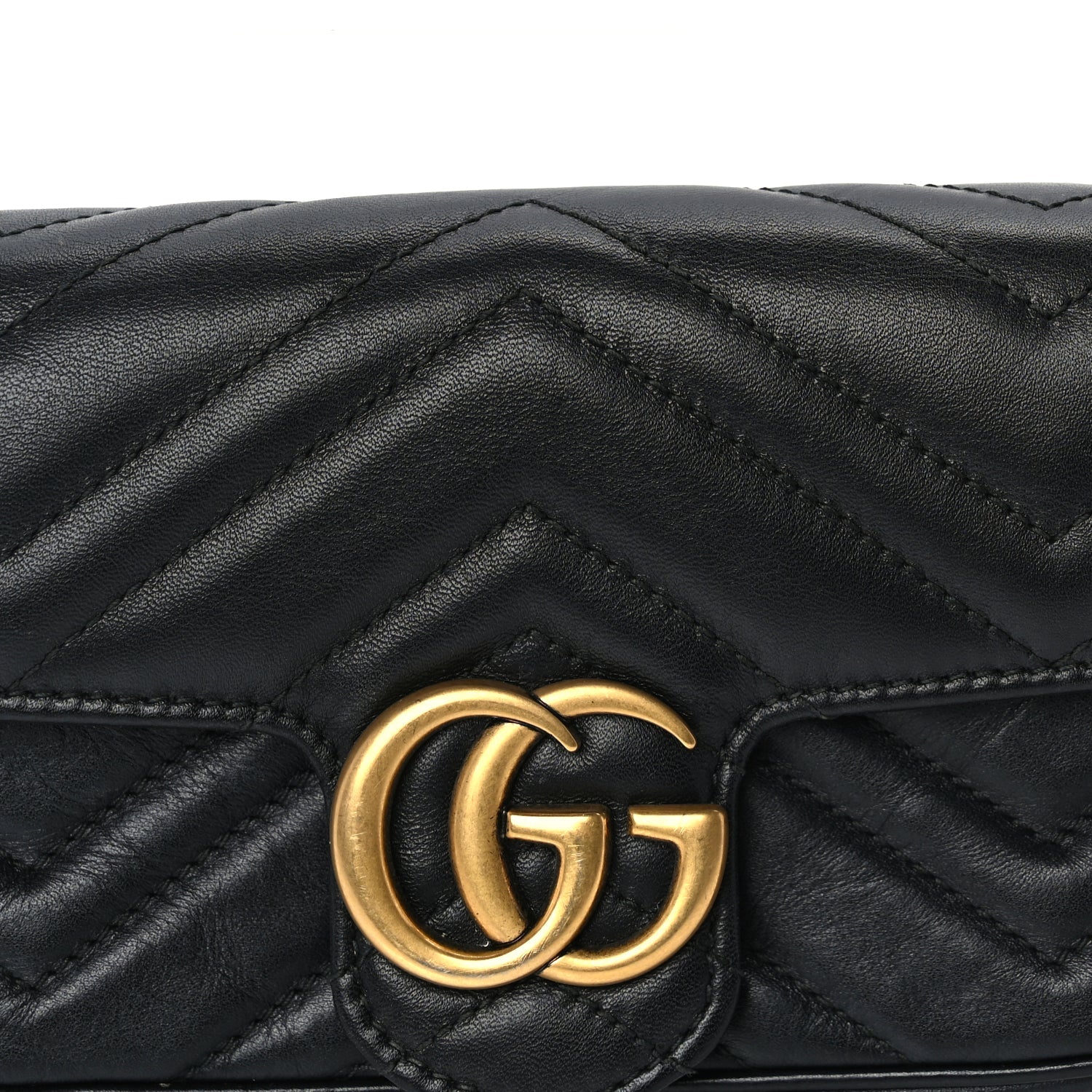 Gucci Calfskin Matelasse Super Mini GG Marmont Shoulder Bag  Black