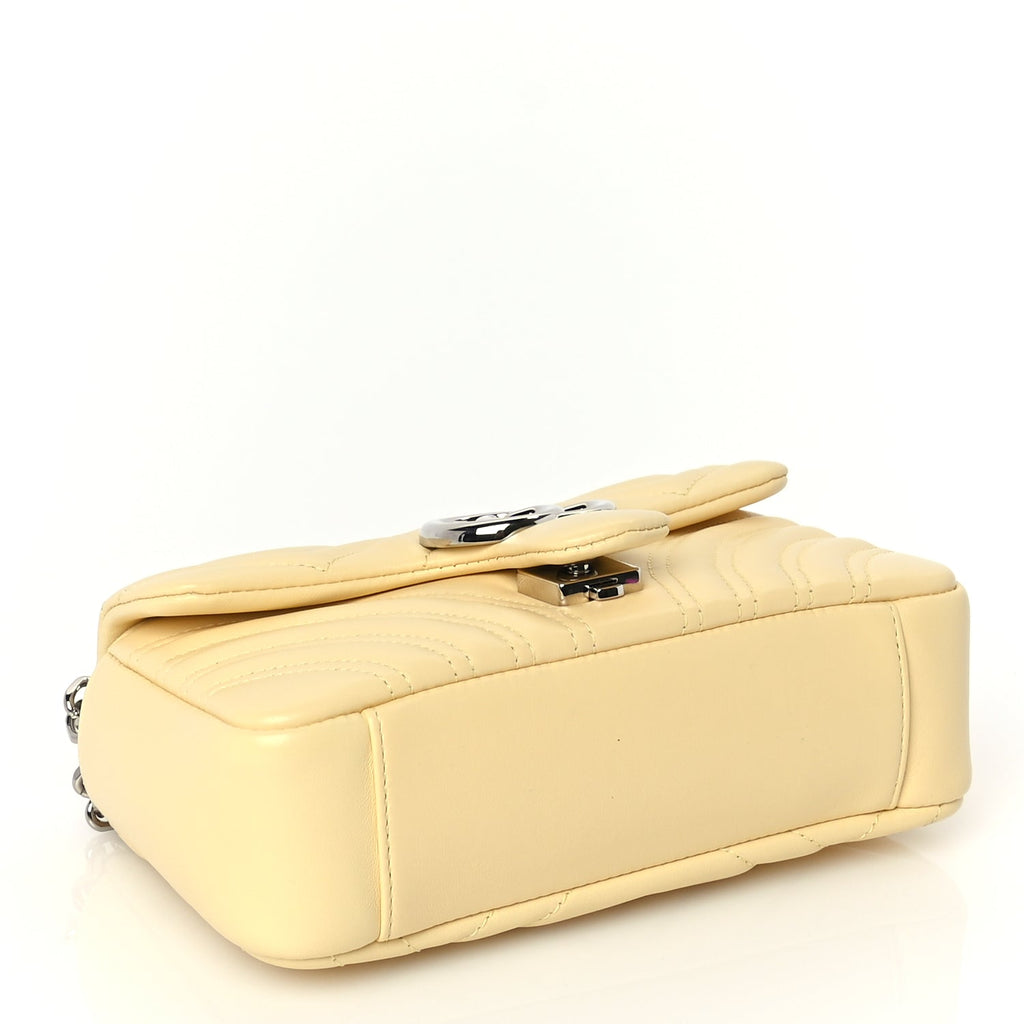 Gucci Lambskin Matelasse Small GG Marmont Shoulder Bag  Yellow