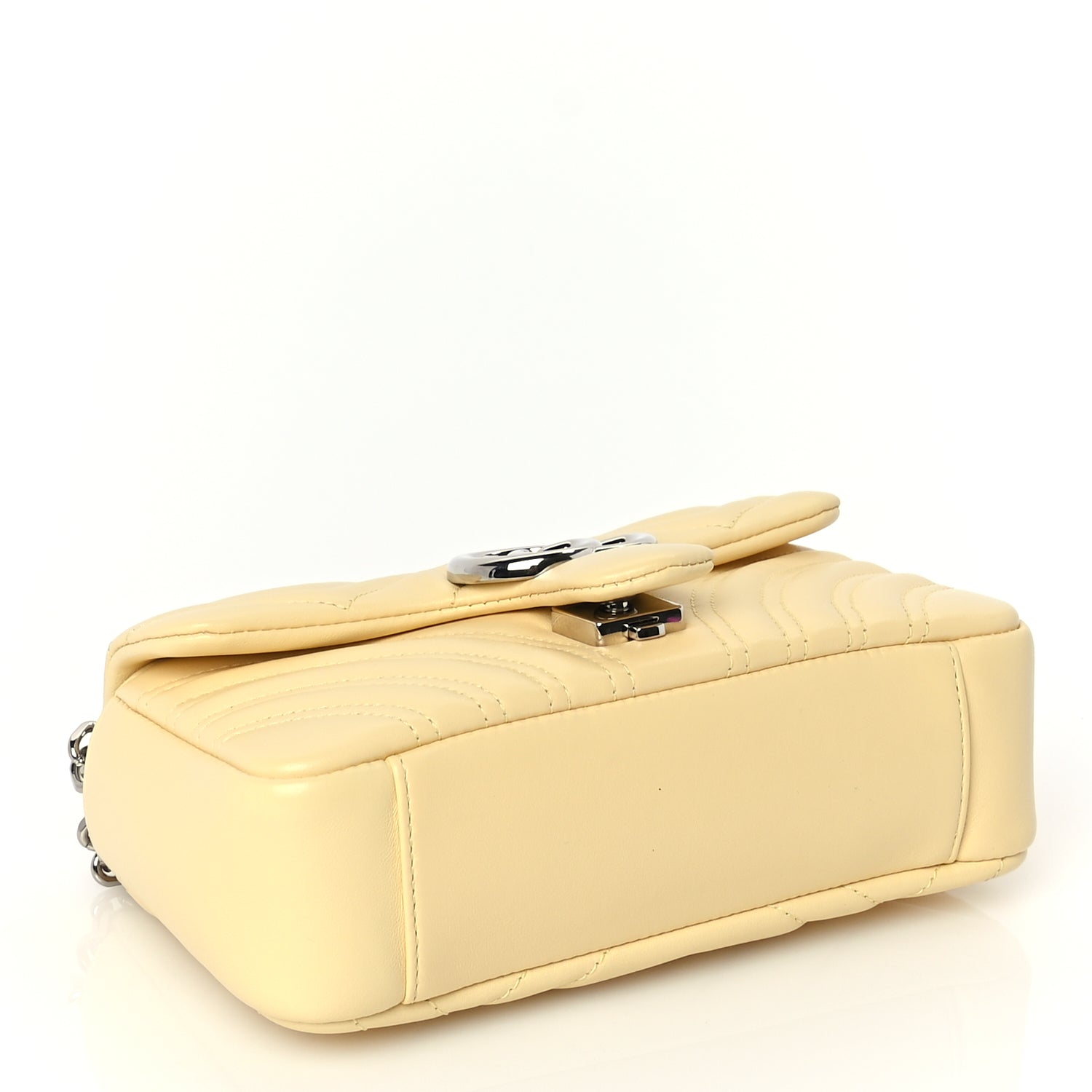 Gucci Lambskin Matelasse Small GG Marmont Shoulder Bag  Yellow
