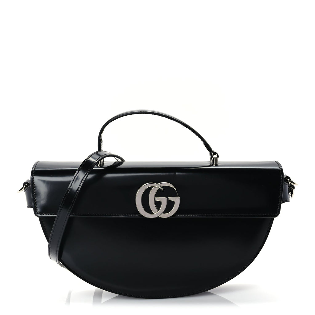 Gucci Matelasse GG Marmont Half Moon Top Handle Bag Black