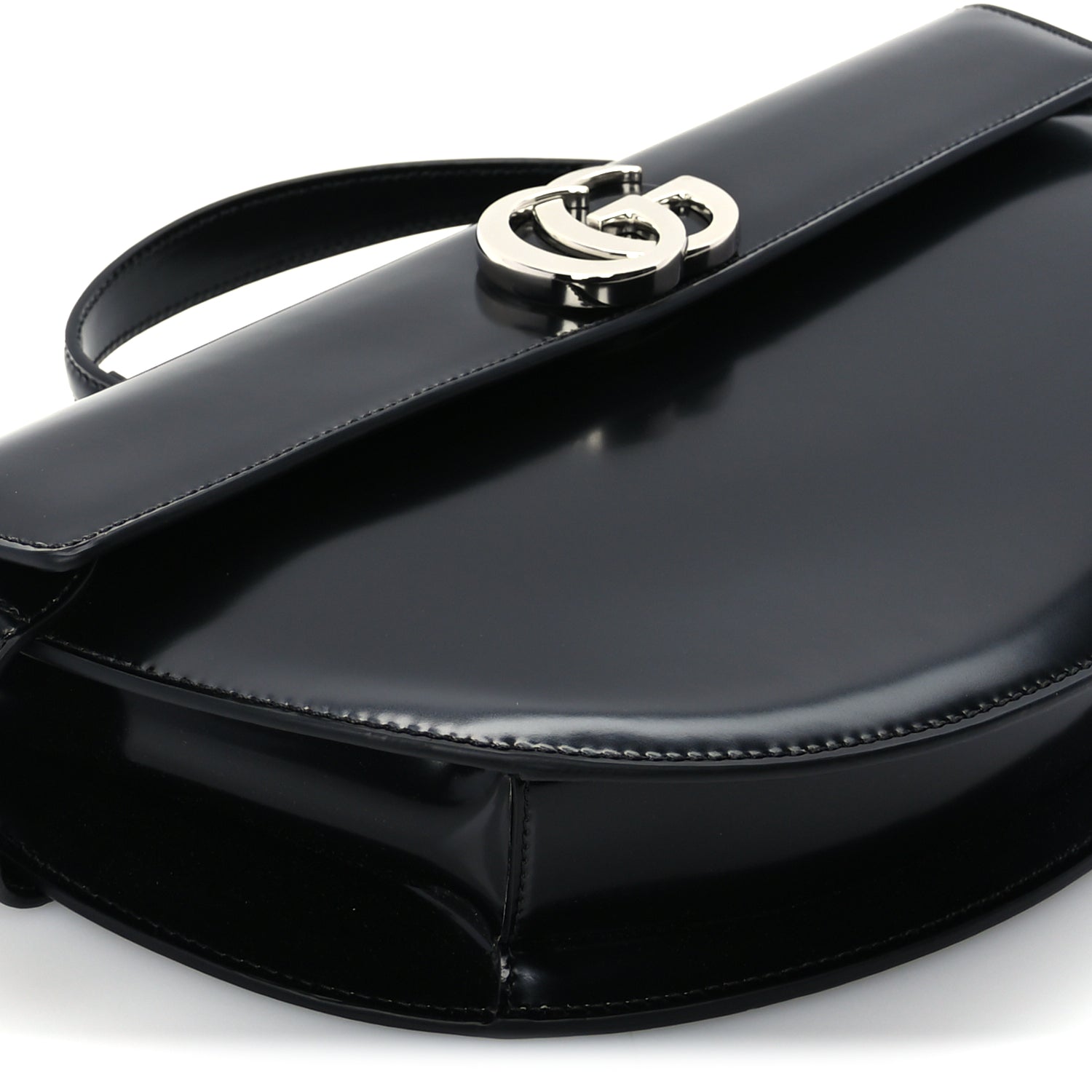 Gucci Matelasse GG Marmont Half Moon Top Handle Bag Black