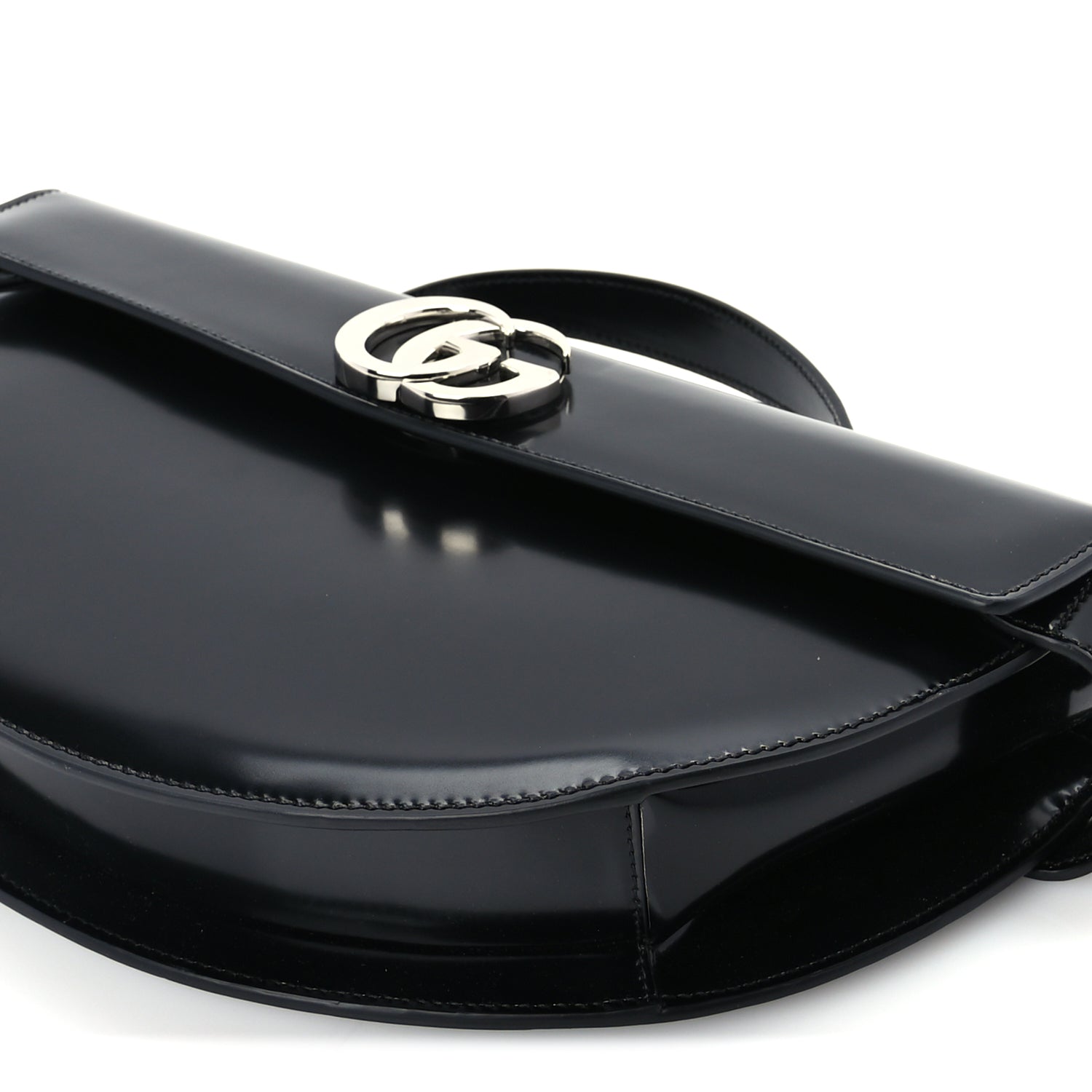 Gucci Matelasse GG Marmont Half Moon Top Handle Bag Black