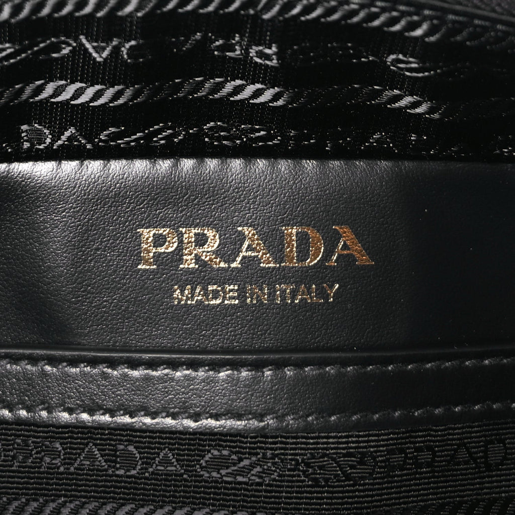 Prada Jacquard Saffiano Triangolo Symbole Embroidered Medium Shoulder Bag Black Corda